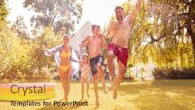  Presentation with water - Audience pleasing slides consisting of family-running-through-water backdrop and a yellow colored foreground