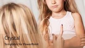  Presentation with family problems - Slide deck enhanced with family sad mother and child background and a coral colored foreground