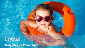  Presentation with swimming - Amazing presentation having family safety - happy child swimming backdrop and a teal colored foreground