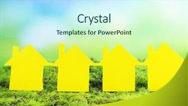  Presentation with green architecture natural marble - Beautiful presentation design featuring family safety - houses on grass on natural backdrop and a  colored foreground