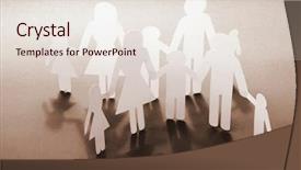  Presentation with harmony - PPT theme enhanced with family safety - paper chain families holding hands background and a sky blue colored foreground