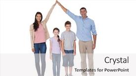  Presentation with children hands - Beautiful PPT theme featuring family safety - portrait of happy parents joining backdrop and a white colored foreground