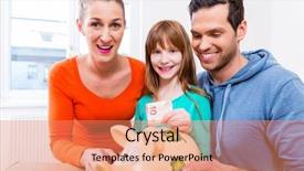  Presentation with saving - Presentation theme consisting of family saving money by moving background and a coral colored foreground