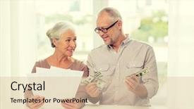  Presentation with senior couple - Presentation design consisting of family savings age and people background and a  colored foreground