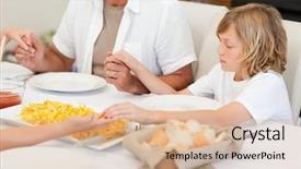  Presentation with family prayer - Slide set with family saying a prayer together background and a  colored foreground