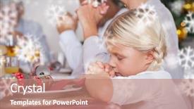  Presentation with grace - Presentation having family saying grace before dinner against snowflakes background and a coral colored foreground