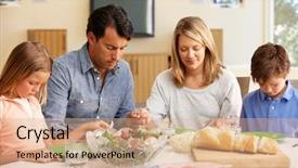  Presentation with grace - Presentation design with family saying grace before meal background and a coral colored foreground