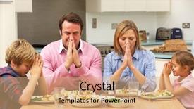  Presentation with family prayer - Presentation featuring mother prayer - family saying grace before meal background and a coral colored foreground