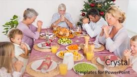  Presentation with grace - PPT layouts with family saying grace together background and a coral colored foreground