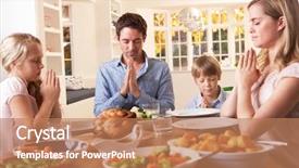  Presentation with saying - Presentation with family saying prayer before eating background and a coral colored foreground