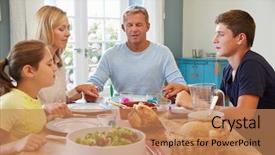  Presentation with family prayer - Beautiful theme featuring family saying prayer before enjoying backdrop and a coral colored foreground