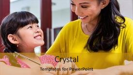  Presentation with dental mother and child - Slide set featuring family school - chinese mother homeschooling her child background and a gold colored foreground