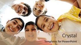  Presentation with limit - Theme consisting of family school - happiness without limit happy children background and a coral colored foreground