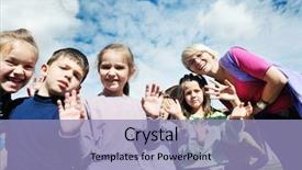  Presentation with play kids - Amazing slide deck having family school - happy child kids group have backdrop and a  colored foreground