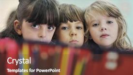  Presentation with happy kids - Theme having family school - happy child kids group have background and a  colored foreground