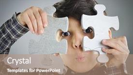  Presentation with puzzle family - Slide set consisting of family school partnerships - connecting the jigsaw puzzle background and a coral colored foreground