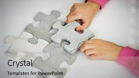  Presentation with puzzle family - Slide set featuring family school partnerships - connecting the jigsaw puzzle background and a  colored foreground