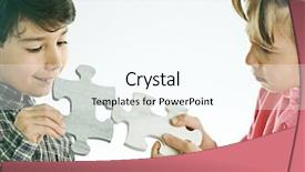  Presentation with puzzle family - Slide set featuring family school partnerships - connecting the jigsaw puzzle background and a cool aqua colored foreground