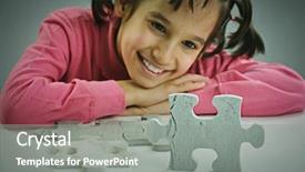  Presentation with puzzle family - Presentation design consisting of family school partnerships - connecting the jigsaw puzzle background and a gray colored foreground