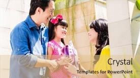  Presentation with school family - Cool new slides with family sending girl to school backdrop and a yellow colored foreground