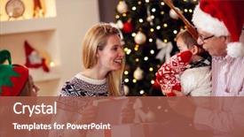  Presentation with sharing - Slide set consisting of family sharing gift on christmas background and a tawny brown colored foreground