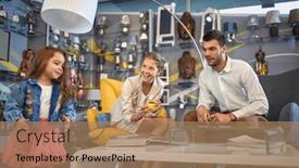  Presentation with shopping experience - Presentation theme having family-shopping-for-home-lighting background and a coral colored foreground