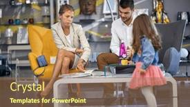  Presentation with family shopping - PPT layouts with family-shopping-for-home-lighting background and a coral colored foreground