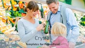  Presentation with family shopping - Beautiful theme featuring family shopping fruit and vegetables in supermarket having fun backdrop and a light blue colored foreground