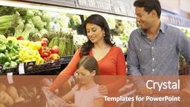  Presentation with family shopping - Audience pleasing theme consisting of family shopping in supermarket backdrop and a coral colored foreground
