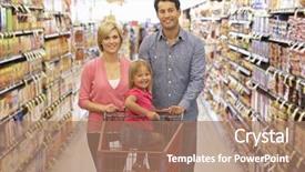  Presentation with family shopping - Presentation theme with family shopping in supermarket background and a coral colored foreground