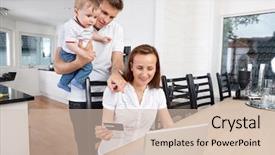  Presentation with family shopping - Colorful PPT layouts enhanced with family shopping online at home backdrop and a soft green colored foreground