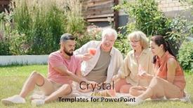  Presentation with young children - Colorful slide deck enhanced with family-shot-of-senior-man backdrop and a coral colored foreground