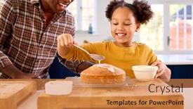  Presentation with baking cake - Slide set featuring family-shot-with-father background and a gold colored foreground
