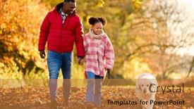  Presentation with family pet - Slide deck featuring family-shot-with-father background and a gold colored foreground