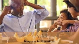  Presentation with grandparents - Presentation theme with family-shot-with-grandparents-parents background and a gold colored foreground