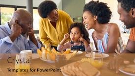  Presentation with grandparents - Presentation design having family-shot-with-grandparents-parents background and a coral colored foreground