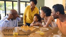  Presentation with grandparents - PPT theme with family-shot-with-grandparents-parents background and a gold colored foreground