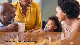  Presentation with grandparents - Presentation theme featuring family-shot-with-grandparents-parents background and a coral colored foreground