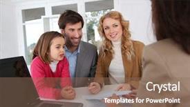  Presentation with real estate - Amazing slide deck having family signing real-estate contract backdrop and a violet colored foreground