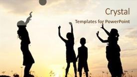  Presentation with children silhouette - PPT theme with family silhouette - group of happy children playing background and a cream colored foreground