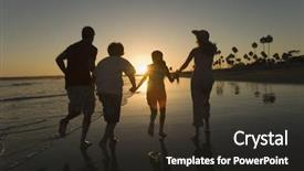  Presentation with children silhouette - Slide set enhanced with family silhouette - parents with children holding hands background and a dark gray colored foreground