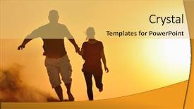  Presentation with honeymoon - PPT layouts consisting of family silhouette - relaxed young pasionate couple enjoying background and a yellow colored foreground