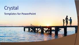  Presentation with silhouettes family - Cool new slide deck with family silhouettes on a bridge backdrop and a sky blue colored foreground