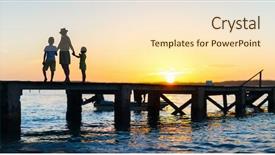  Presentation with silhouettes family - Audience pleasing slide deck consisting of family silhouettes on a bridge backdrop and a lemonade colored foreground