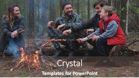  Presentation with campfire - Amazing presentation having family-sits-around-a-campfire backdrop and a dark gray colored foreground