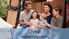  Presentation with family day - PPT layouts consisting of family sitting in back background and a teal colored foreground