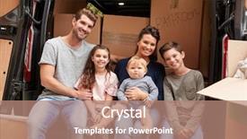  Presentation with family day - Colorful PPT layouts enhanced with family sitting in back backdrop and a coral colored foreground