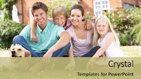  Presentation with garden - Amazing PPT theme having family sitting in garden together backdrop and a yellow colored foreground