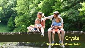  Presentation with crossing bridge - PPT layouts enhanced with family sitting on a bridge background and a tawny brown colored foreground