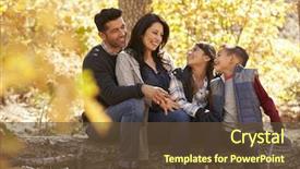  Presentation with family tree - Colorful PPT theme enhanced with family sitting on fallen tree backdrop and a tawny brown colored foreground